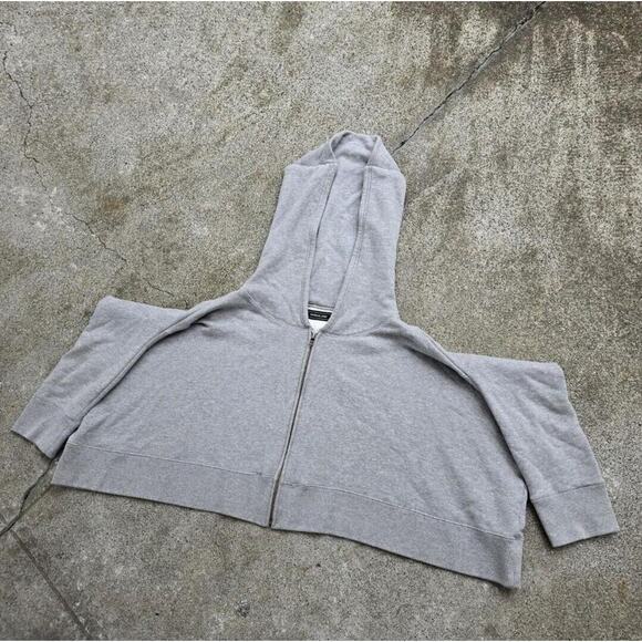 Vtg 90s Anrealage Heather Gray Blank Abstract Zip Up Sweatshirt Hoodie One Size - Picture 2 of 5